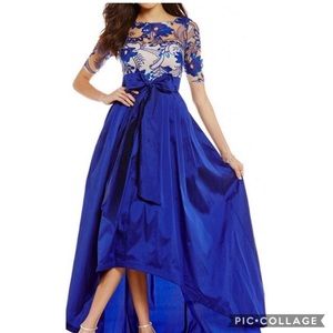 Adrianna Papell floral high low gown taffeta skirt